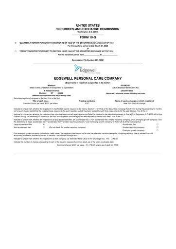 Thumbnail Edgewell Personal Care
 10-Q Quarterly Report FY2023 