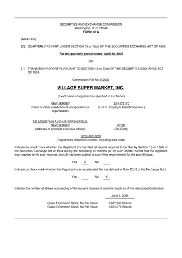 Thumbnail Village Super Market 10-Q Quarterly Report FY 