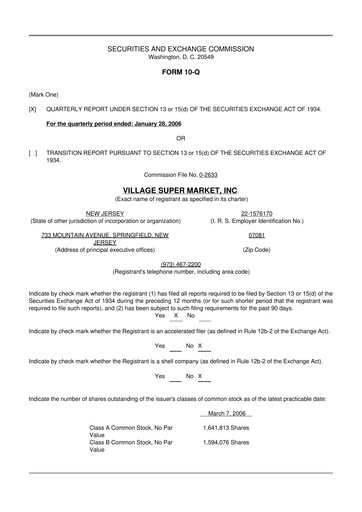 Thumbnail Village Super Market 10-Q Quarterly Report FY 