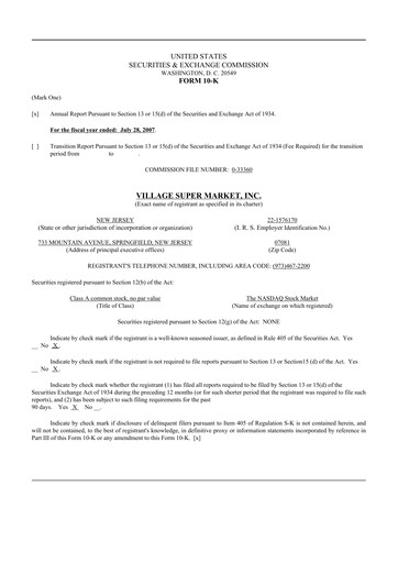 Thumbnail Village Super Market 10-K Annual Report 