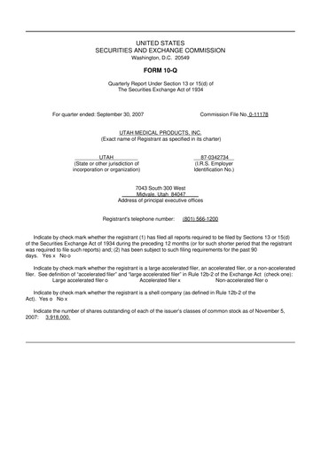 Thumbnail Utah Medical Products 10-Q Quarterly Report FY 