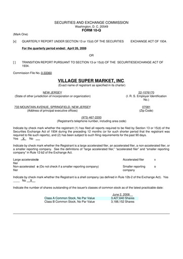 Thumbnail Village Super Market 10-Q Quarterly Report FY 