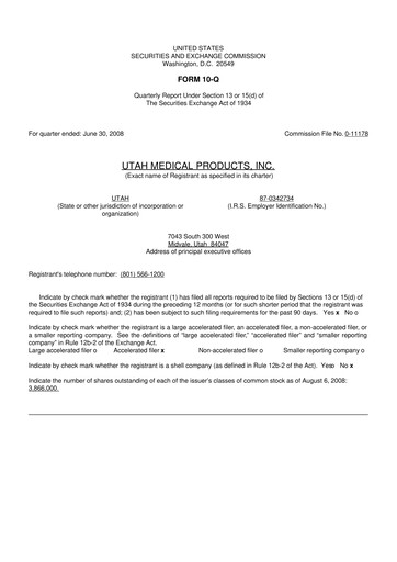 Thumbnail Utah Medical Products 10-Q Quarterly Report FY 