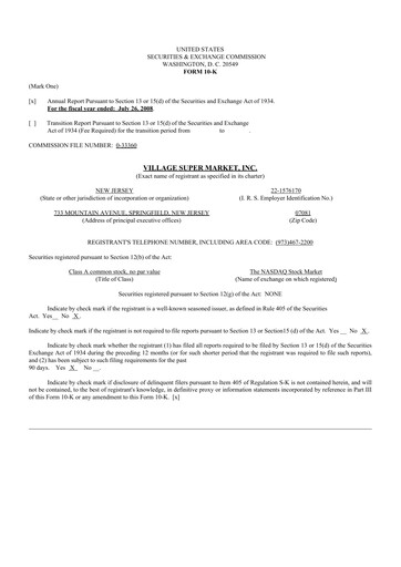 Thumbnail Village Super Market 10-K Annual Report 