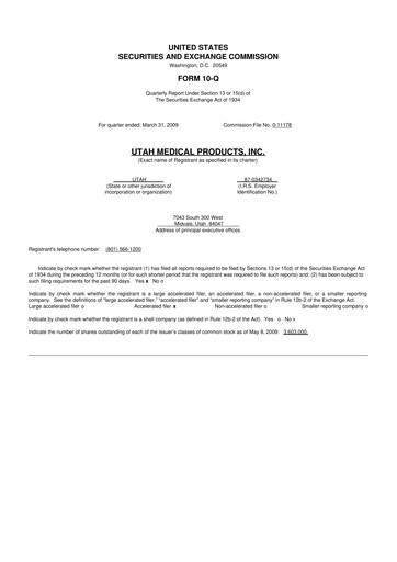 Thumbnail Utah Medical Products 10-Q Quarterly Report FY 