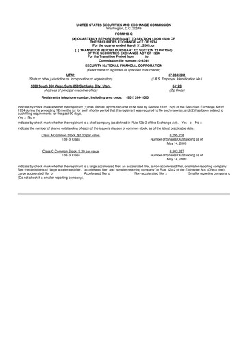 Miniature Security National Financial Corporation 10-Q Rapport trimestriel  
