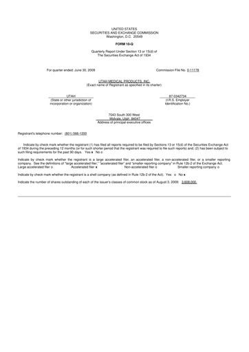 Thumbnail Utah Medical Products 10-Q Quarterly Report FY 