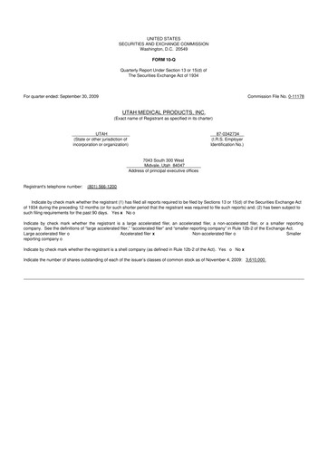 Thumbnail Utah Medical Products 10-Q Quarterly Report FY 