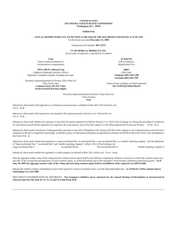 Thumbnail Utah Medical Products 10-K Annual Report 