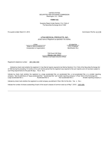 Thumbnail Utah Medical Products 10-Q Quarterly Report FY 