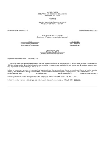 Thumbnail Utah Medical Products 10-Q Quarterly Report FY 
