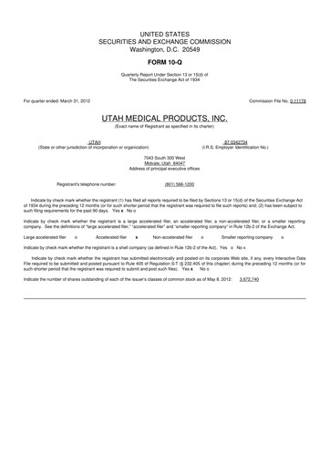 Thumbnail Utah Medical Products 10-Q Quarterly Report FY2012 