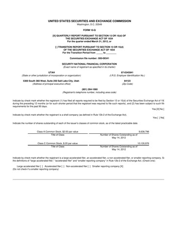 Miniature Security National Financial Corporation 10-Q Rapport trimestriel 2012 