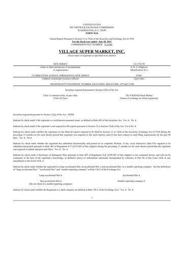 Thumbnail Village Super Market 10-K Annual Report 