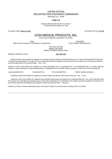 Thumbnail Utah Medical Products 10-Q Quarterly Report FY2013 