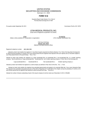 Thumbnail Utah Medical Products 10-Q Quarterly Report FY2013 
