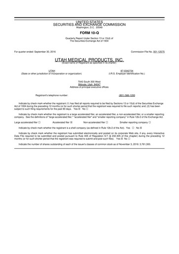 Thumbnail Utah Medical Products 10-Q Quarterly Report FY2016 