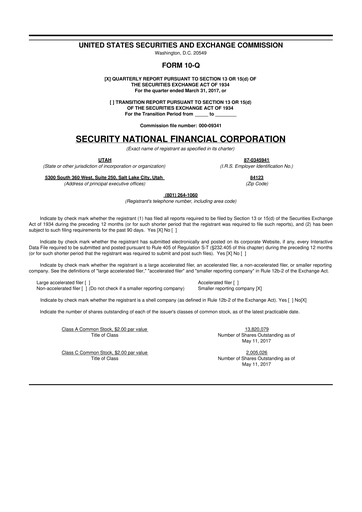Miniature Security National Financial Corporation 10-Q Rapport trimestriel 2017 