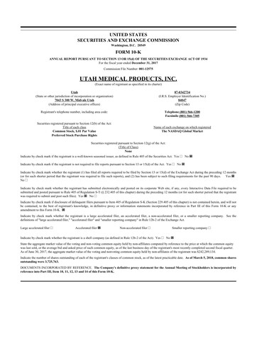 Thumbnail Utah Medical Products 10-K Annual Report 2017