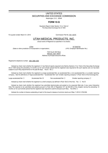 Thumbnail Utah Medical Products 10-Q Quarterly Report FY2018 