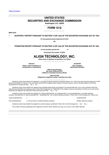 Miniature Align Technology
 10-Q Rapport trimestriel 2012 