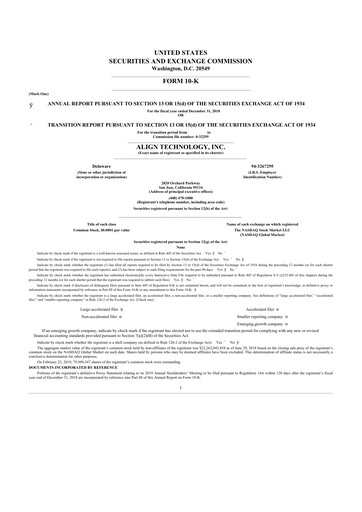 Thumbnail Align Technology
 10-K Annual Report 2018