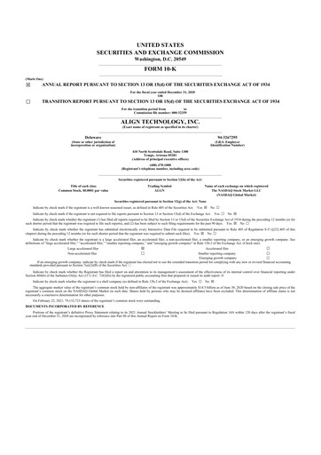 Thumbnail Align Technology
 10-K Annual Report 2020