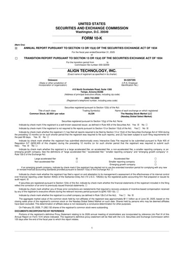 Vorschaubild Align Technology
 10-K Jahresbericht 2025