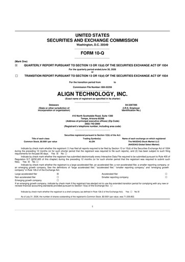 Vorschaubild Align Technology
 10-Q Quartalsbericht 2026 