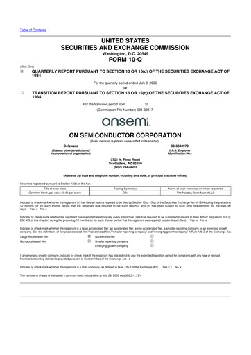 Thumbnail ON Semiconductor 10-Q Quarterly Report FY2026 