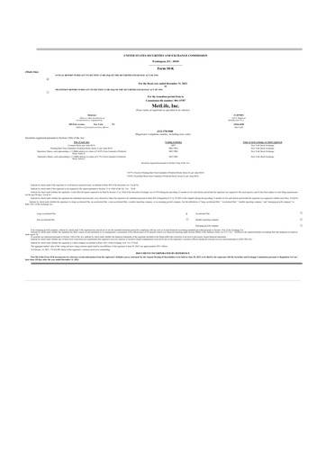 Thumbnail MetLife 10-K Annual Report 2022