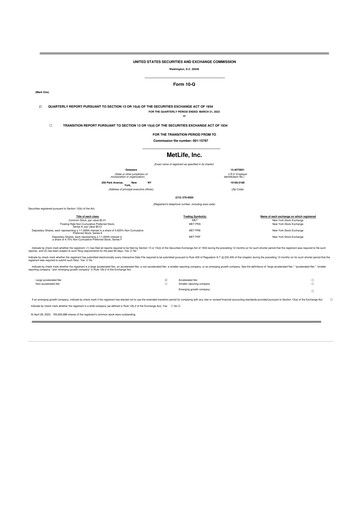 Thumbnail MetLife 10-Q Quarterly Report FY2023 
