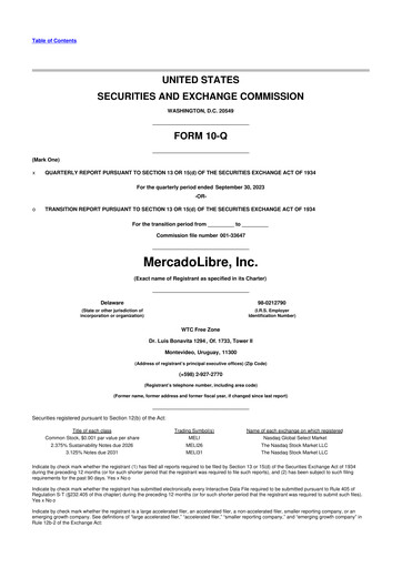 Vorschaubild MercadoLibre 10-Q Quartalsbericht 2023 