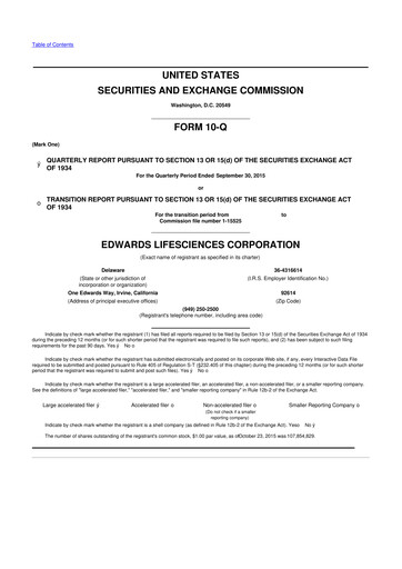 Thumbnail Edwards Lifesciences 10-Q Quarterly Report FY2015 