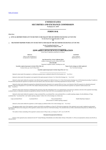 Thumbnail Edwards Lifesciences 10-K Annual Report 2016