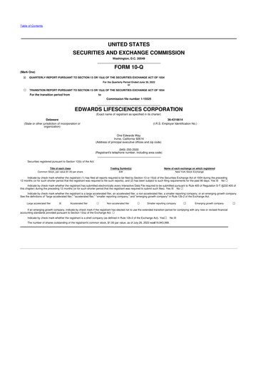 Thumbnail Edwards Lifesciences 10-Q Quarterly Report FY2022 