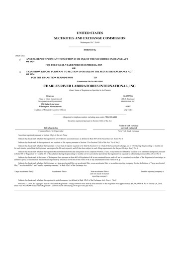 Thumbnail Charles River Laboratories
 10-K Annual Report 2015