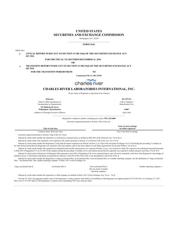 Thumbnail Charles River Laboratories
 10-K Annual Report 2016