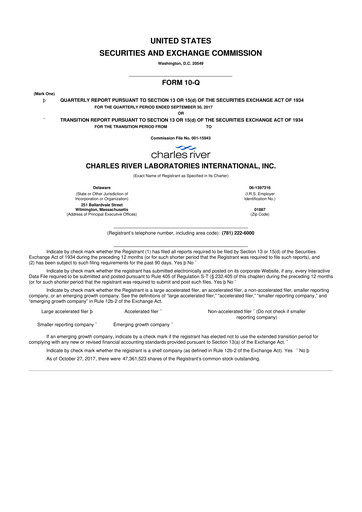 Vorschaubild Charles River Laboratories
 10-Q Quartalsbericht 2017 