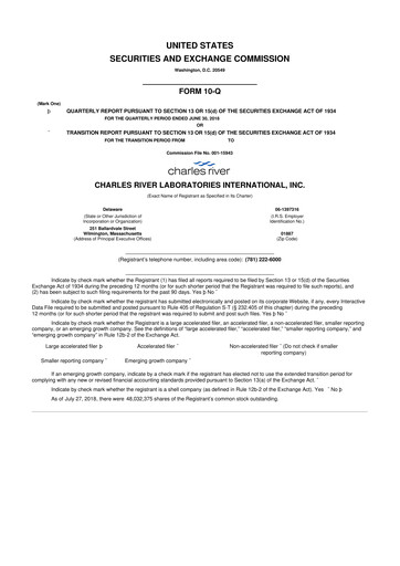 Vorschaubild Charles River Laboratories
 10-Q Quartalsbericht 2018 