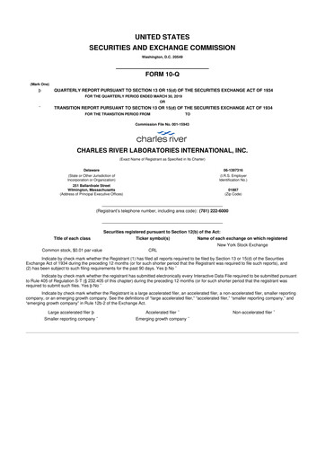 Vorschaubild Charles River Laboratories
 10-Q Quartalsbericht 2019 