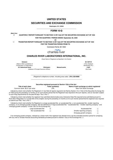 Vorschaubild Charles River Laboratories
 10-Q Quartalsbericht 2020 