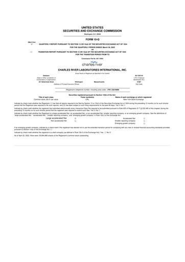 Vorschaubild Charles River Laboratories
 10-Q Quartalsbericht 2022 