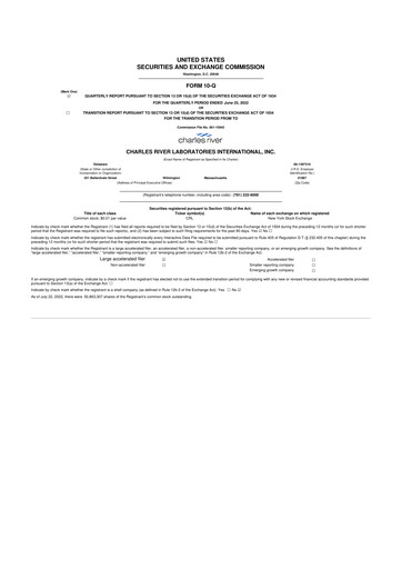 Vorschaubild Charles River Laboratories
 10-Q Quartalsbericht 2022 