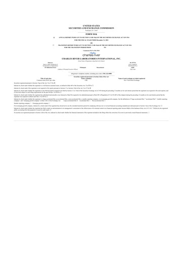 Thumbnail Charles River Laboratories
 10-K Annual Report 2022