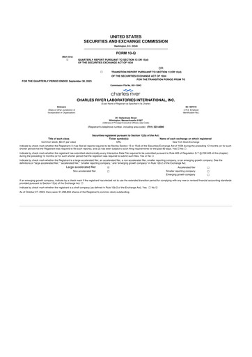 Vorschaubild Charles River Laboratories
 10-Q Quartalsbericht 2023 