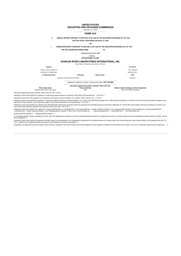 Thumbnail Charles River Laboratories
 10-K Annual Report 2025