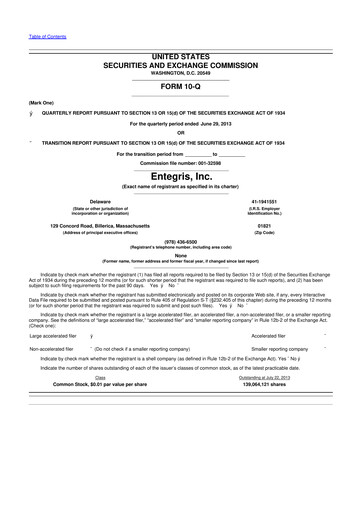 Vorschaubild Entegris 10-Q Quartalsbericht 2013 