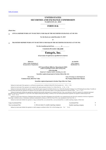 Thumbnail Entegris 10-K Annual Report 2015