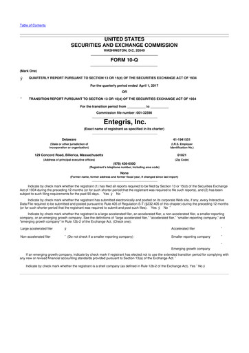 Vorschaubild Entegris 10-Q Quartalsbericht 2017 